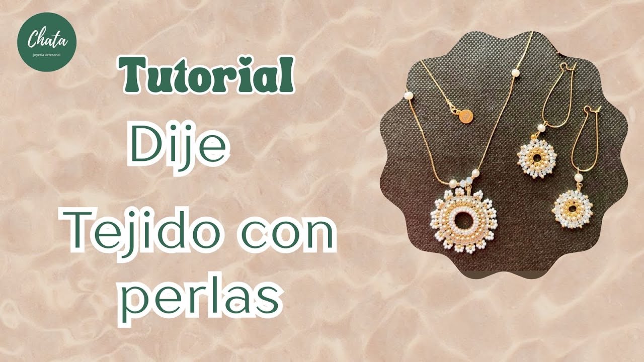 Dije tejido con chaquira , delicas y perlas