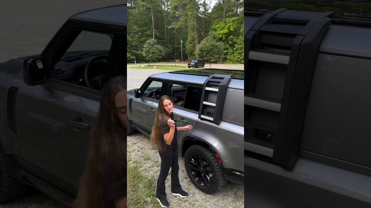 КАК ОТКРЫТЬ ЛЕСТНИЦУ НА КРЫШЕ В ДЕФЕНДЕРЕ 130 #rangeroverinformation #landrover #shorts