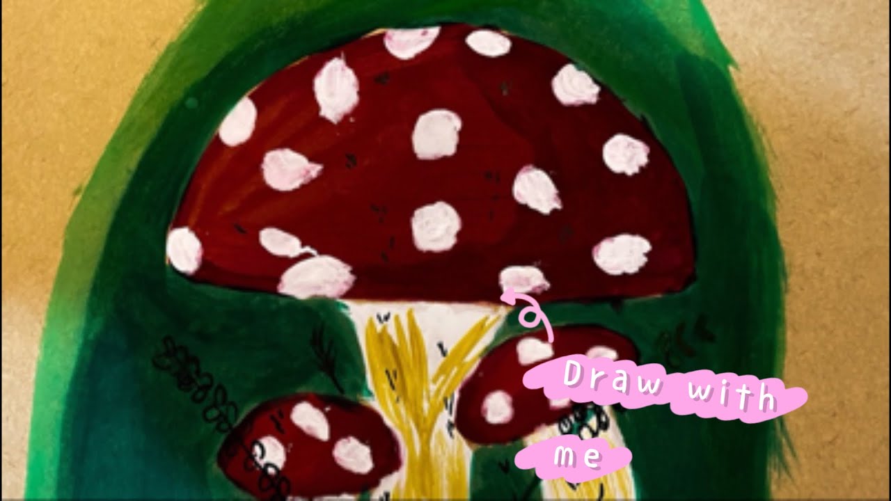 Draw with me mushrooms with gouache 🍄