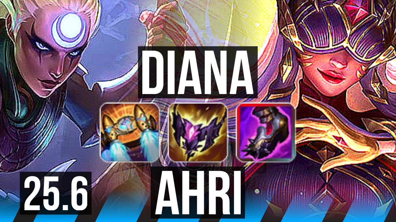 DIANA vs AHRI (MID) | 7 solo kills, Dominating | KR Diamond | 25.6