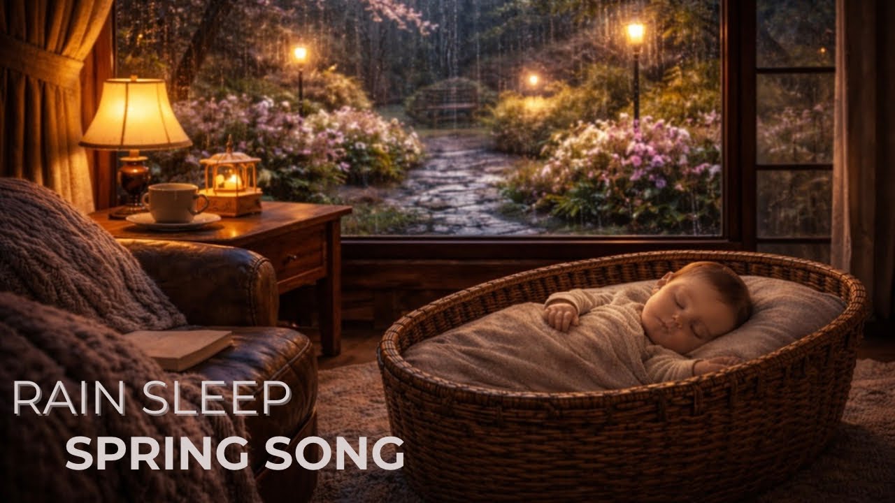 【春の歌】雨の音とオルゴール｜Rain Sounds with Gentle Music for Baby Sleep (1 Hour)