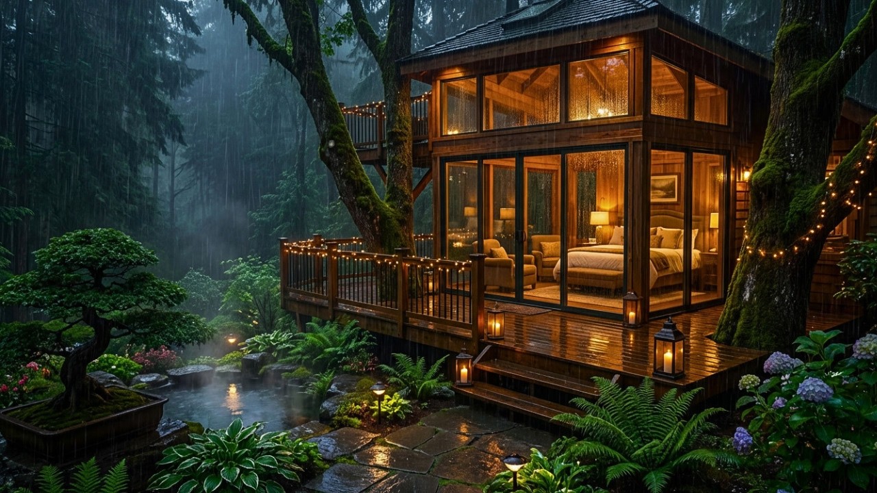Calm Rain Sounds in a Forest Cabin for Deep Sleep, Overthinking, Anxiety, Insomnia & Stress Relief