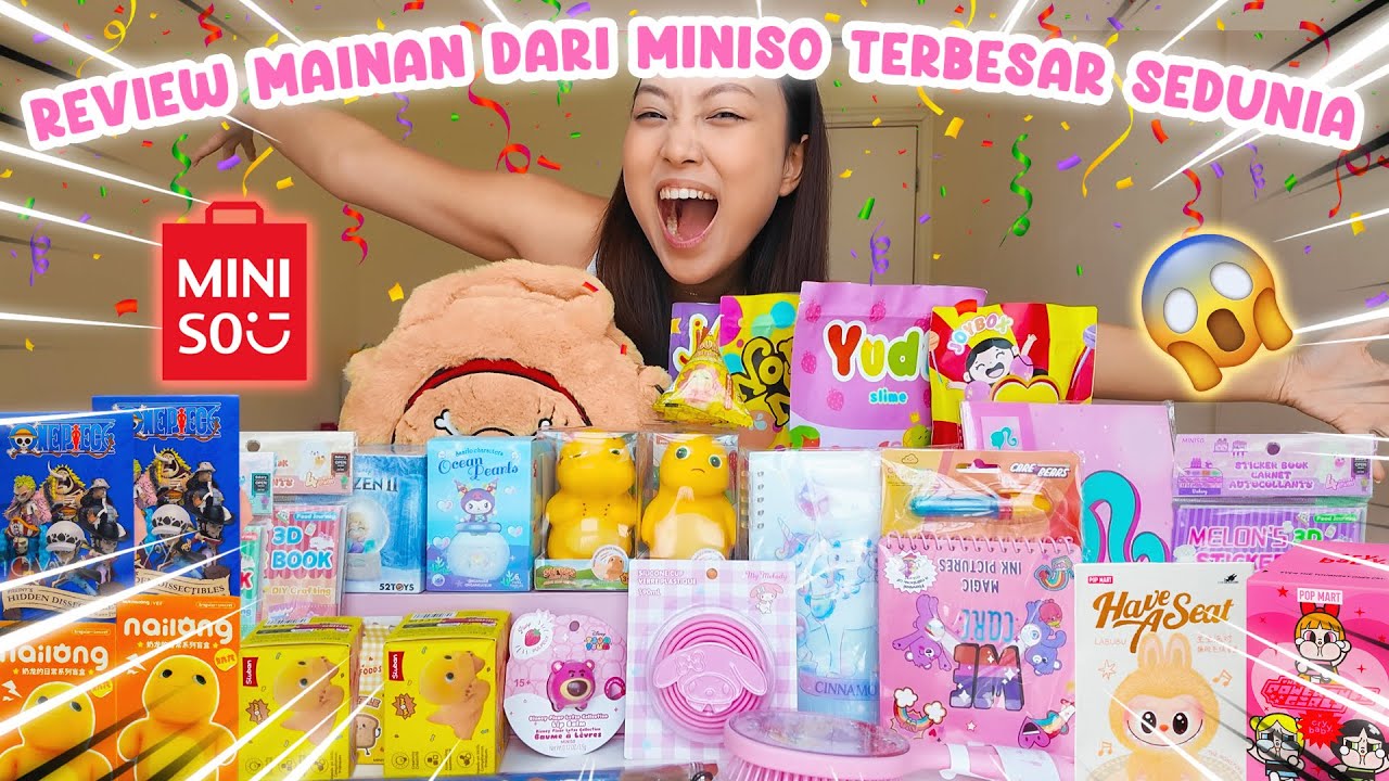 REVIEW MAINAN DARI MINISO TERBESAR DI DUNIA 😱🌏😭 SQUISHY DINO KUNING, BLINDBOX SANRIO & FROZEN ❄🥳