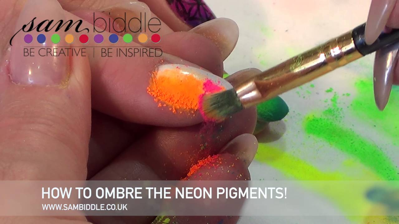 Ombre Nail art wih the neon pigments