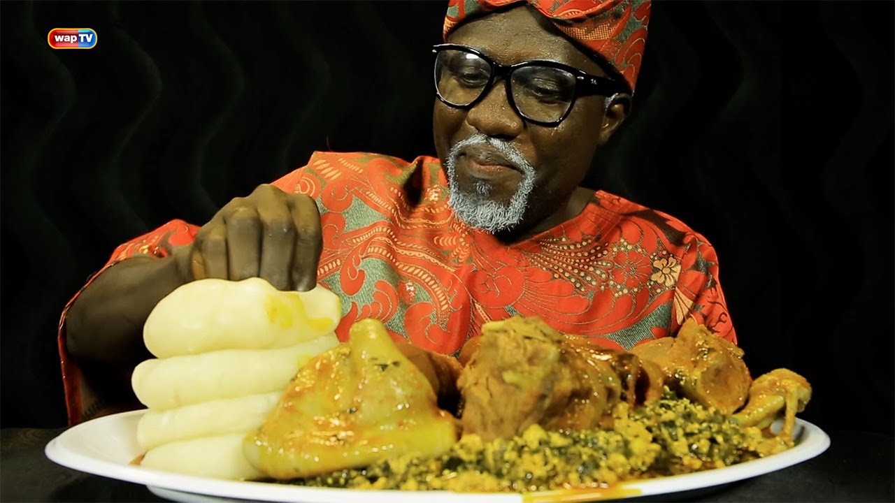 Watch Chief Olododo Eat Fufu, Egusi Soup, Goat Meat, Shaki and Ponmo -  ASMR | Mukbang (No Talking)