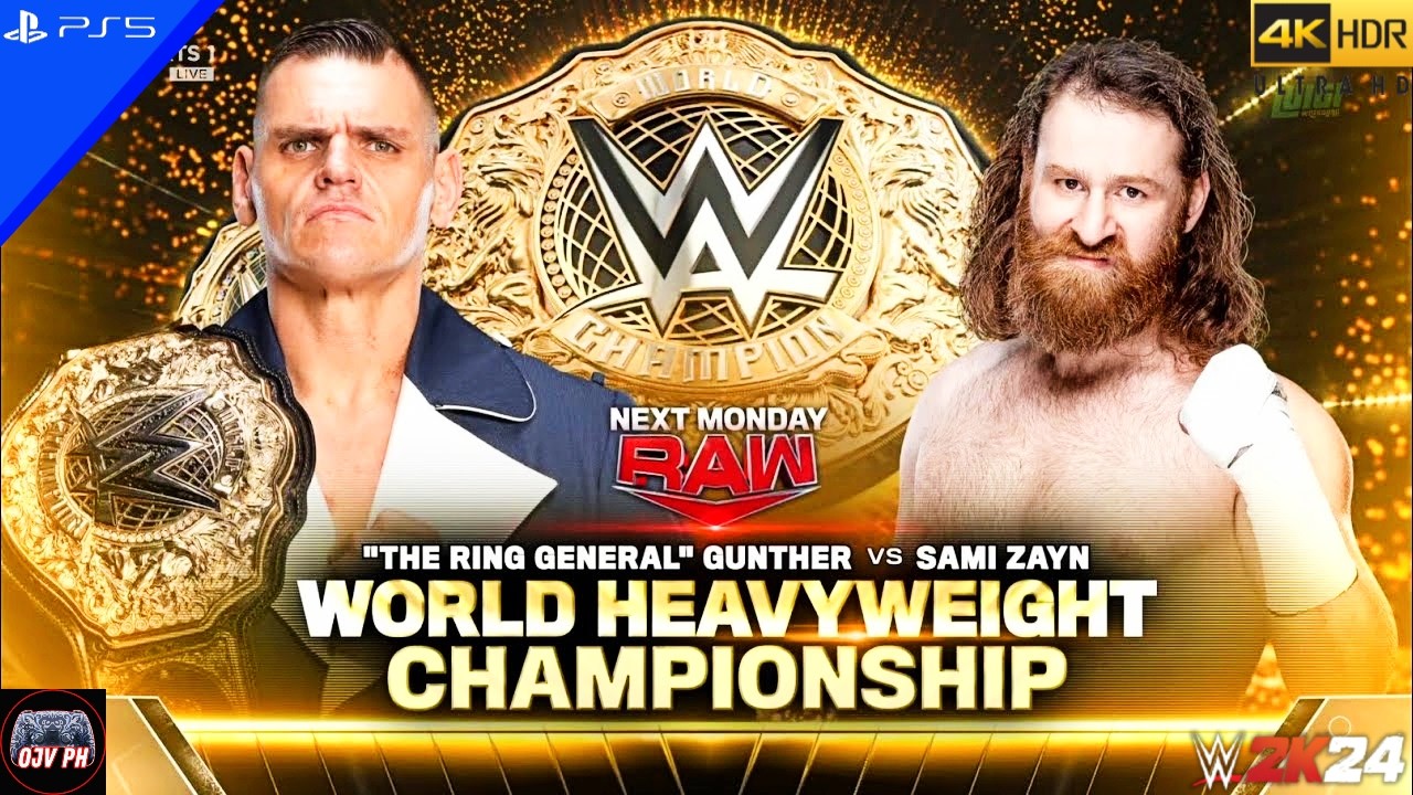 WWE 2K24 (PS5) - GUNTHER vs. SAMI ZAYN | WORLD HEAVYWEIGHT CHAMPIONSHIP | RAW, OCT. 07, 2024