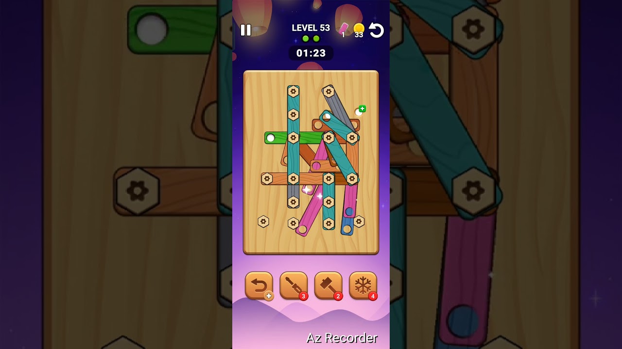 Game:Wood Nut And Bolt Screw Puzzle Level 53 Up 🍎