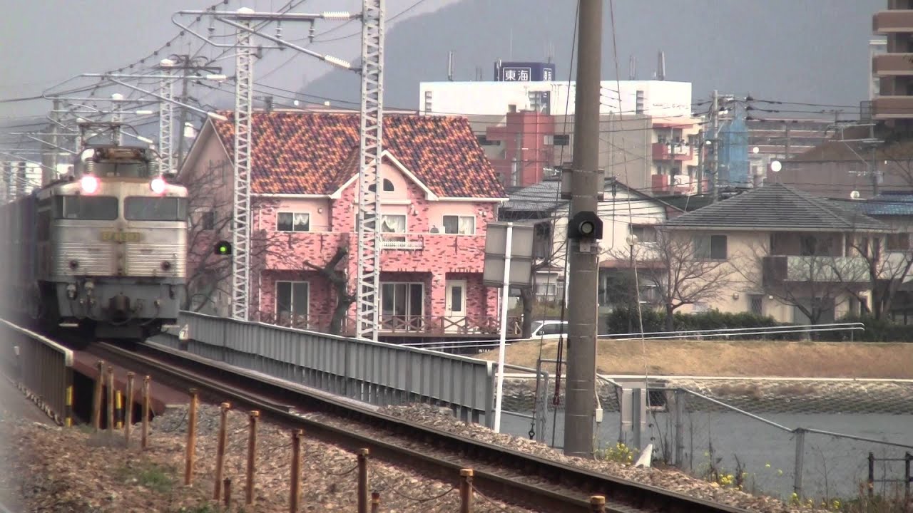 銀ガマ　EF81-303　コンテナ満載　貨物列車を牽引！