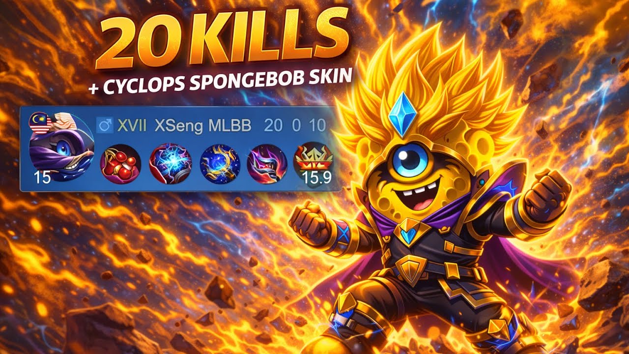 20 Kills | Cyclops SpongeBob Skin Real Monster Midlane | MLBB | Mobile Legends