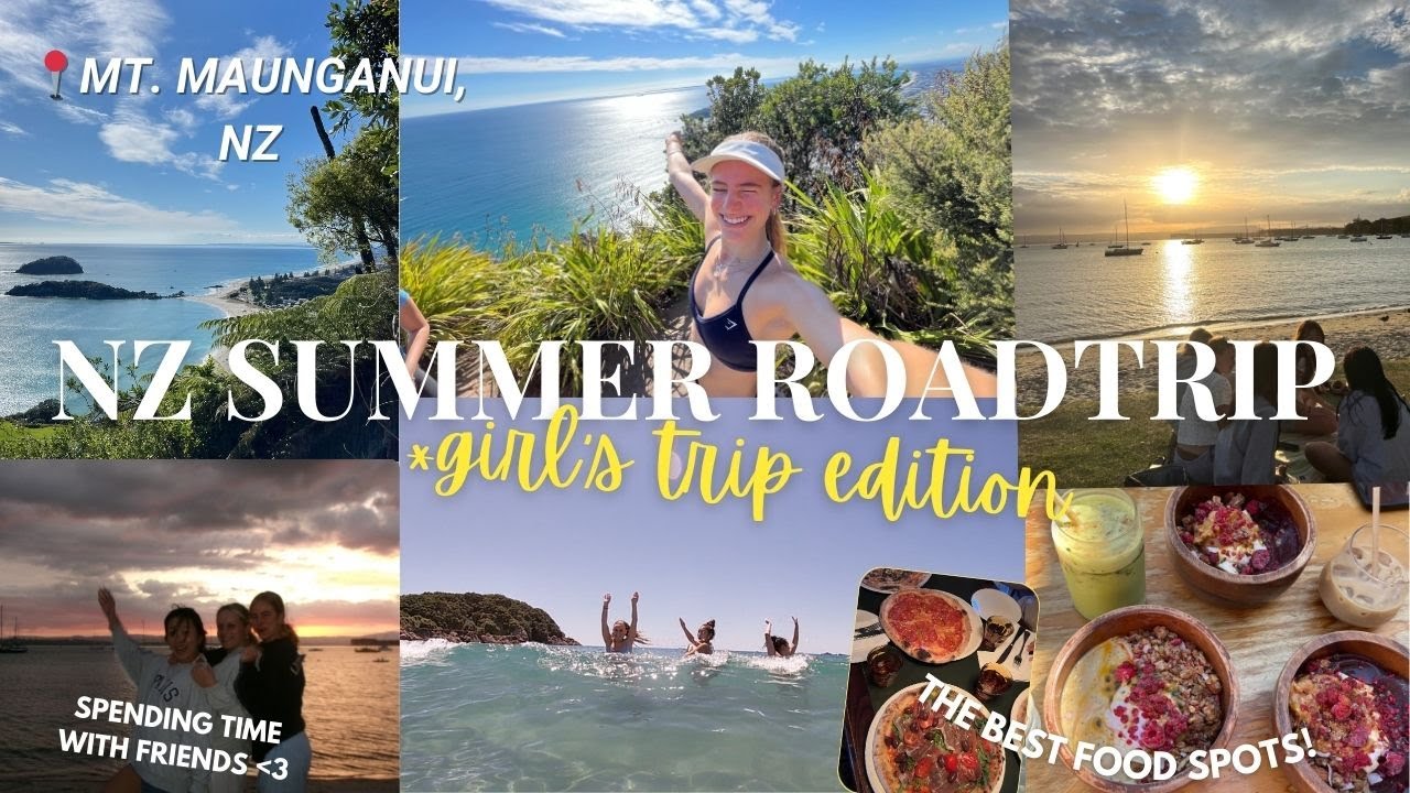 SUMMER WEEKEND AWAY WITH FRIENDS- beach trips, sunsets and eating out! Mt. Maunganui vlog!