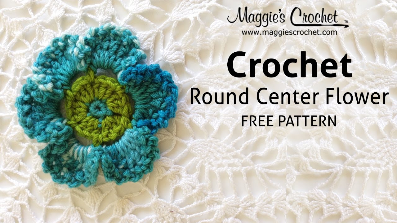 Round Center Flower Free Crochet Pattern - Right Handed