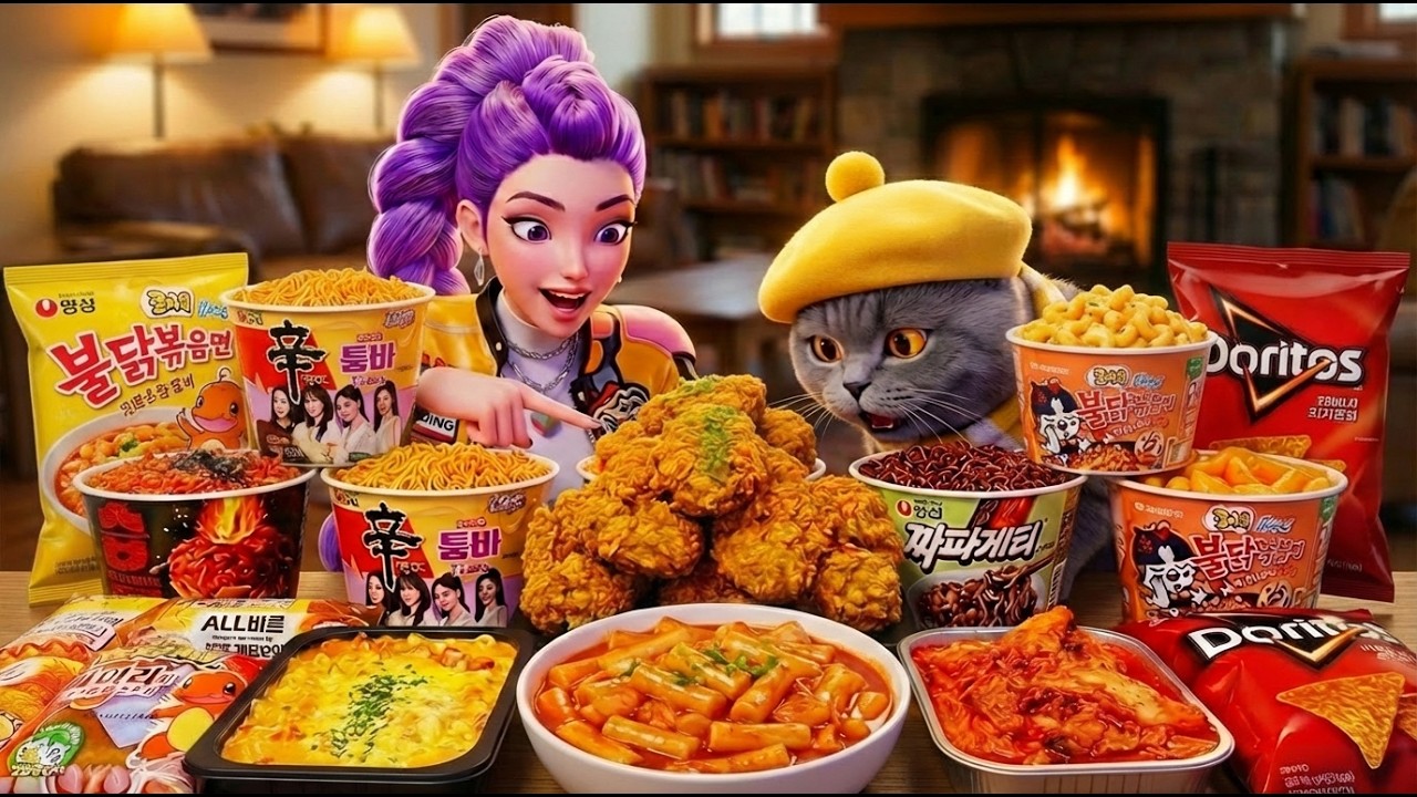 Chef Meow visit Rumi House |Cooking Ramen , Fried Chicken,Tteobokki, Convenience store |ASMR Mukbang