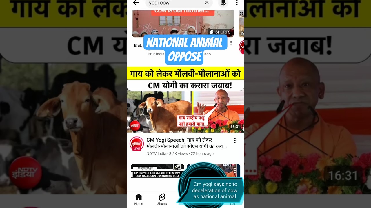 cm yogi statement on cow as national animal