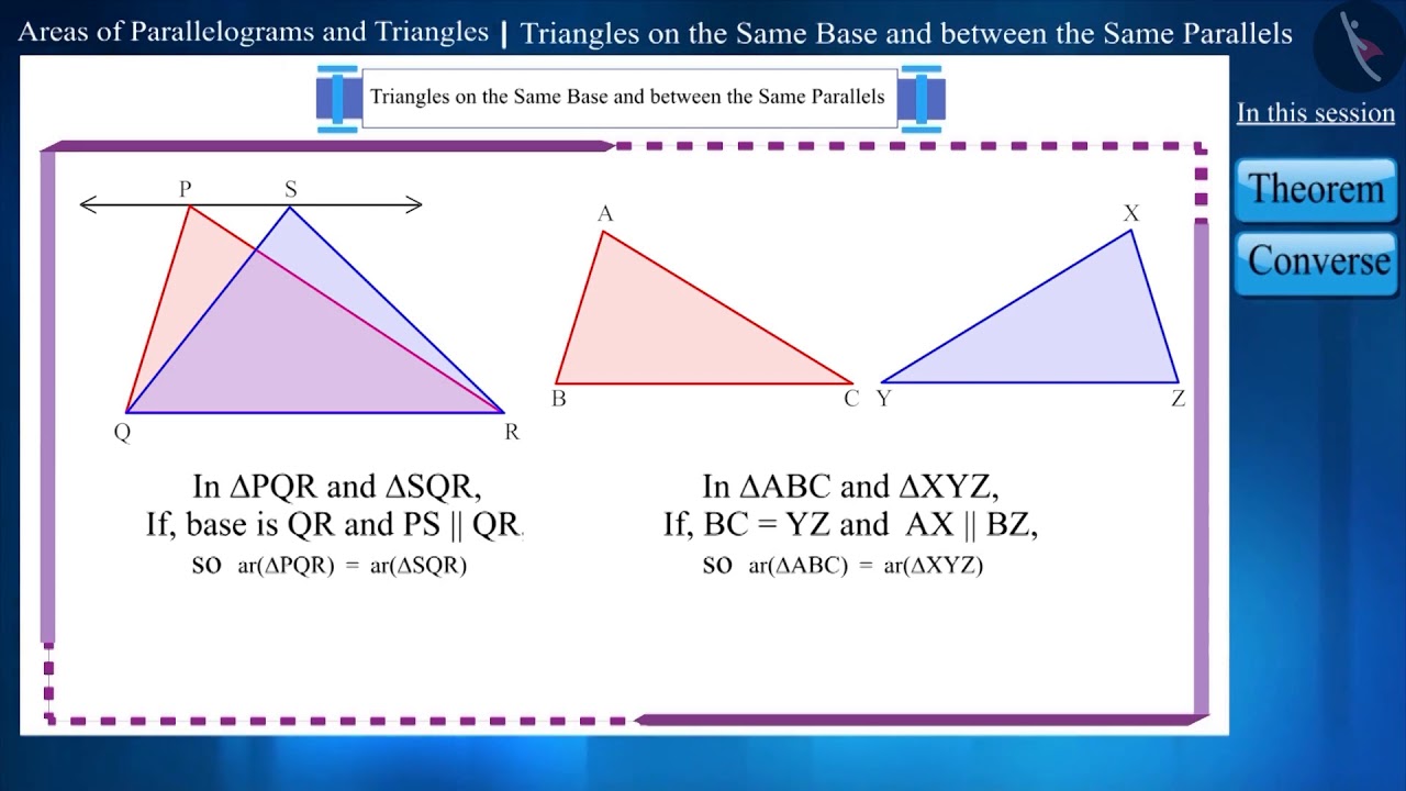 Triangles on the same base and between the same parallels | Part1/3 | English | Class 9