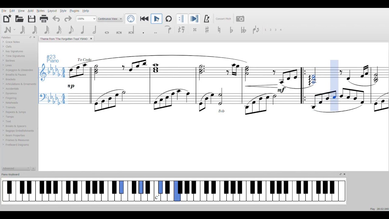 Theme from 'The Forgotten Toys' - Sheet Music for Piano Cover