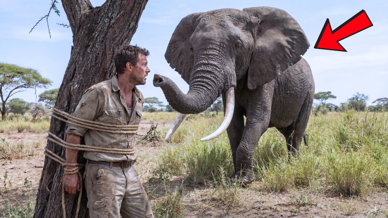 Слон обнаружил человека, привязанного к дереву — то, что произошло дальше, было невероятным.