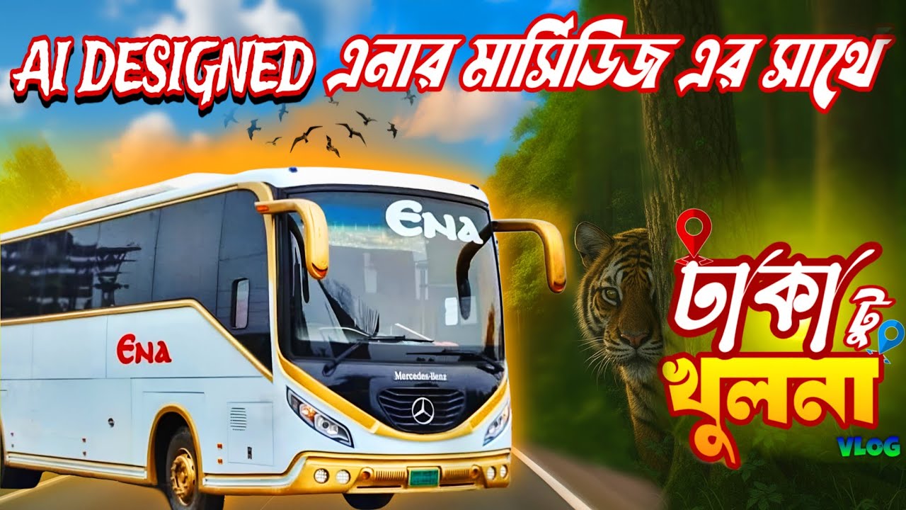 ঢাকা থেকে খুলনা এনার মার্সিডিজ বেঞ্চ বাসে। Dhaka To Khulna AI DESIGNED Ena Mercedes-Benz Bus Journey