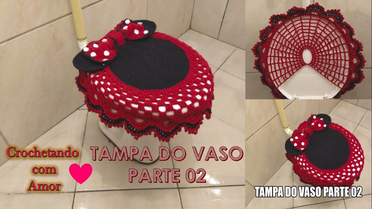 Jg de Banheiro Minnie CROCHÊ TAMPA DO VASO PARTE 02