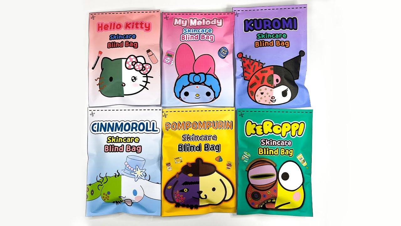 [Paper diy🎈] Sanrio Skincare Blind bag Paper ASMR /Kitty/Kuromi/Cinnamoroll/Mymelody