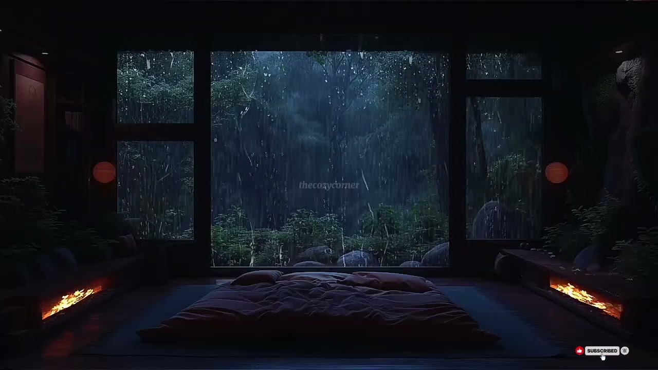 🌧️ Ultimate Relaxation on a Rainy Night | Cozy Cabin with Fireplace for Deep Sleep & Stress Relief