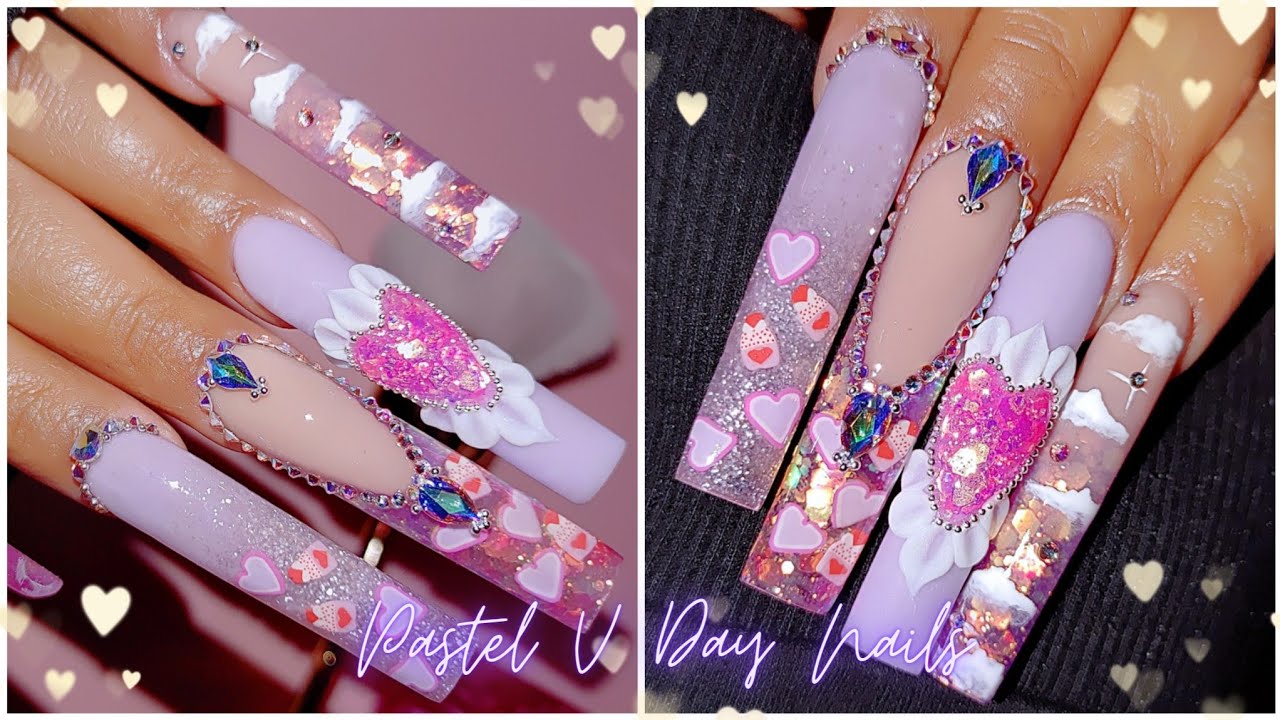 DREAMY PINK & PURPLE VDAY NAILS/ ACRYLIC NAIL TUTORIAL/WHAT ITS LIKE TO BE A BRAND AMBASSADOR
