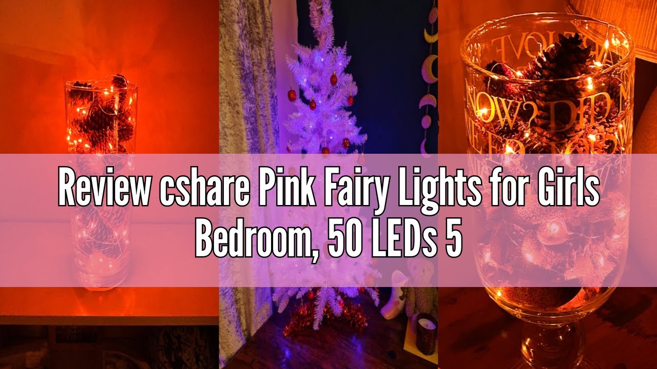 Review cshare Pink Fairy Lights for Girls Bedroom, 50 LEDs 5m/16.4ft Battery Powered String Lights f