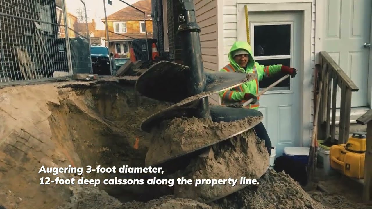 Soldier Pile & Concrete Panel Retaining Wall Toronto, Ontario
