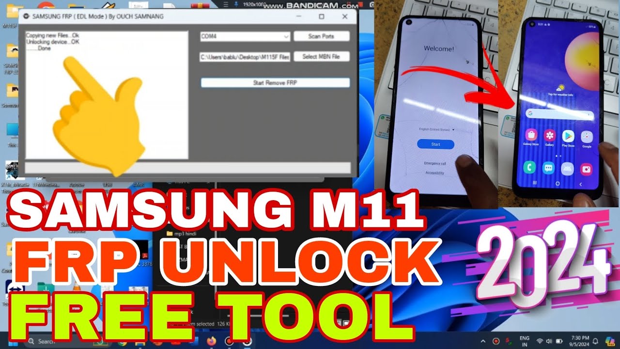 Samsung M11 Frp Bypass Free tool || One click unlock || android 10/11 || 2024 #Samsungfrp