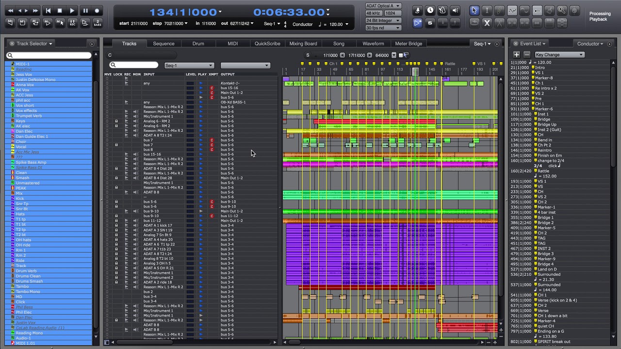 MOTU Digital Performer 9 10 exporting save Conductor Track with Markers as Midi file to ProTools