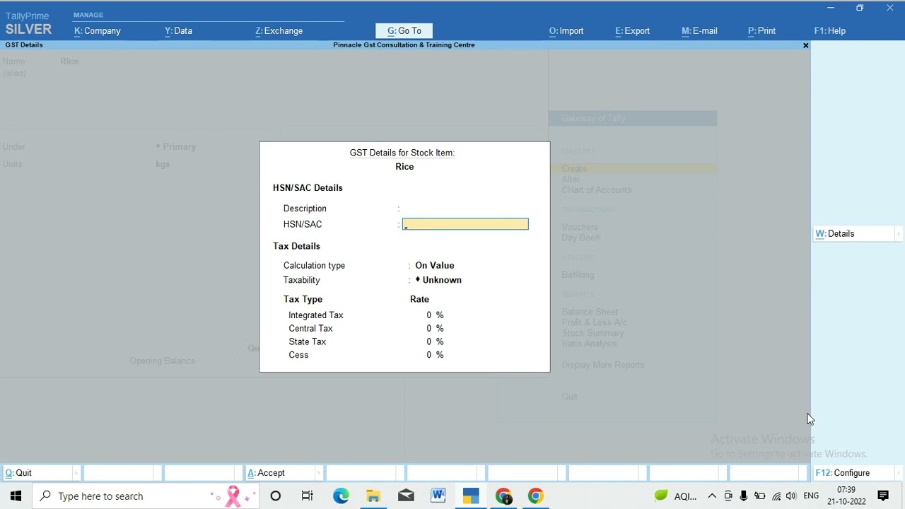 How to create #stock item in tally prime # malayalam