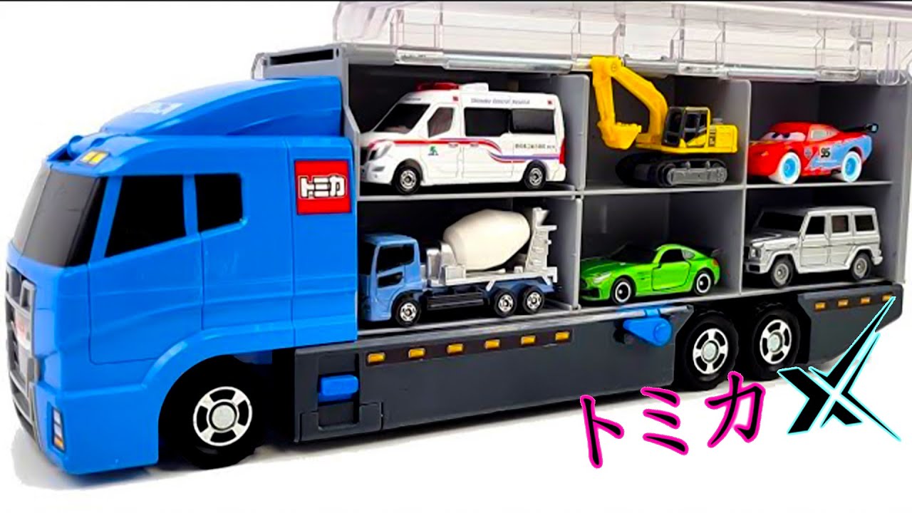 トミカ☆ランボルギーニ・トラック・バスなどを開封！コンボイに収納！ Unboxing Tomica Lamborghini, Bus & Truck Convoy!