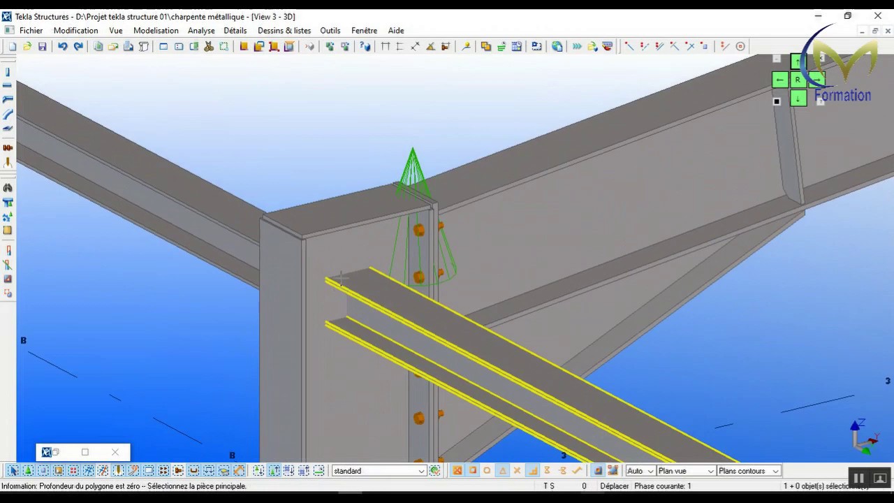Partie 10 _Tekla Structure Charpente Métallique A-Z (Attache poutre de compression) # الدرس االعاشر