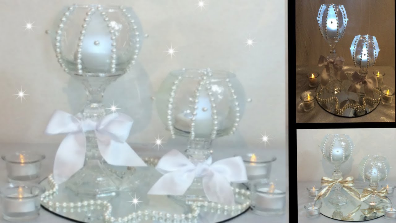 DIY  Frosted Pearl Centerpiece / GLAM Lighted Candle / Simply Easy #14