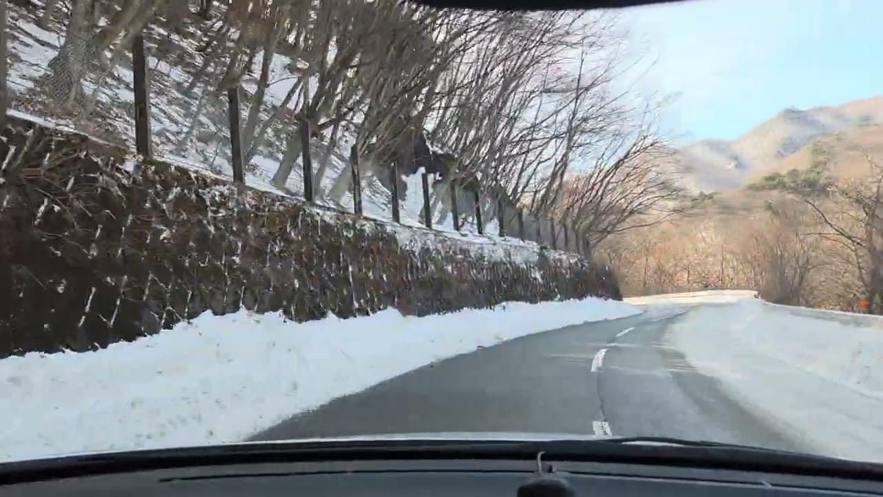 일본 도쿄외곽 닛코 산길 눈길주행