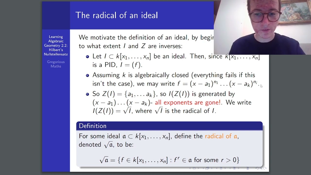 Learning Algebraic Geometry 2.2: Hilbert's Nullstellensatz