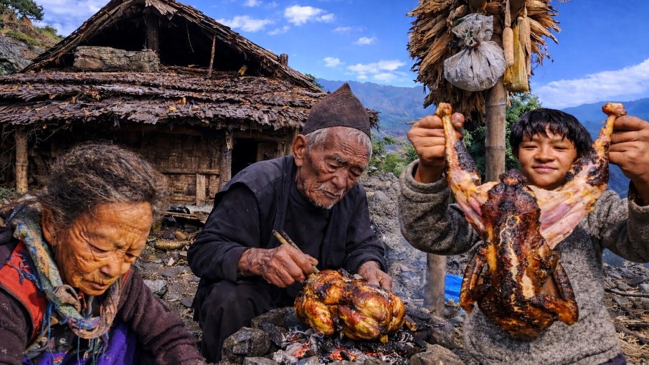 Struggle of Grandmother, Grandfather & Grandchild in Remote Eastern Nepal | Local Chicken Curry | 