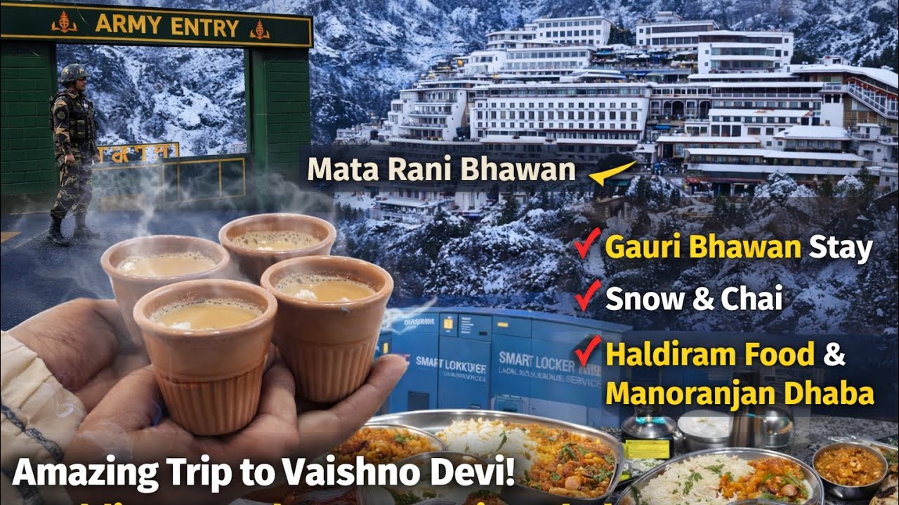 Snowfall at Vaishno Devi 😍 | Gauri Bhawan Stay, Army Gate & Food Vlog