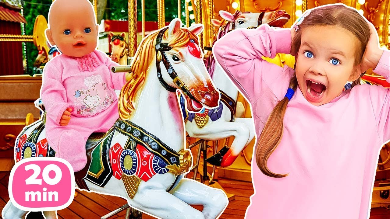 Las aventuras de Maya y Lina en el parque de atracciones. Muñecas Baby Born para bebés
