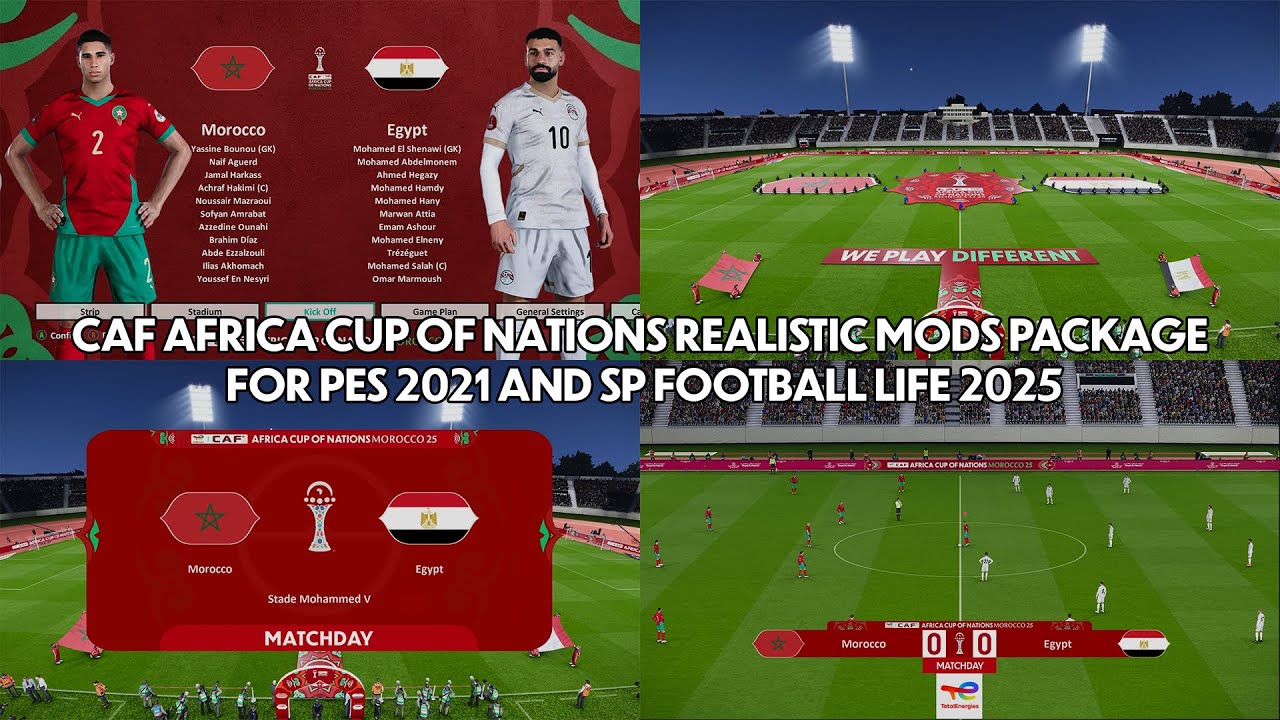 Realistic Mods Package CAF Africa Cup of Nations Morocco 2025 | eFootball PES 2021 and Football Life