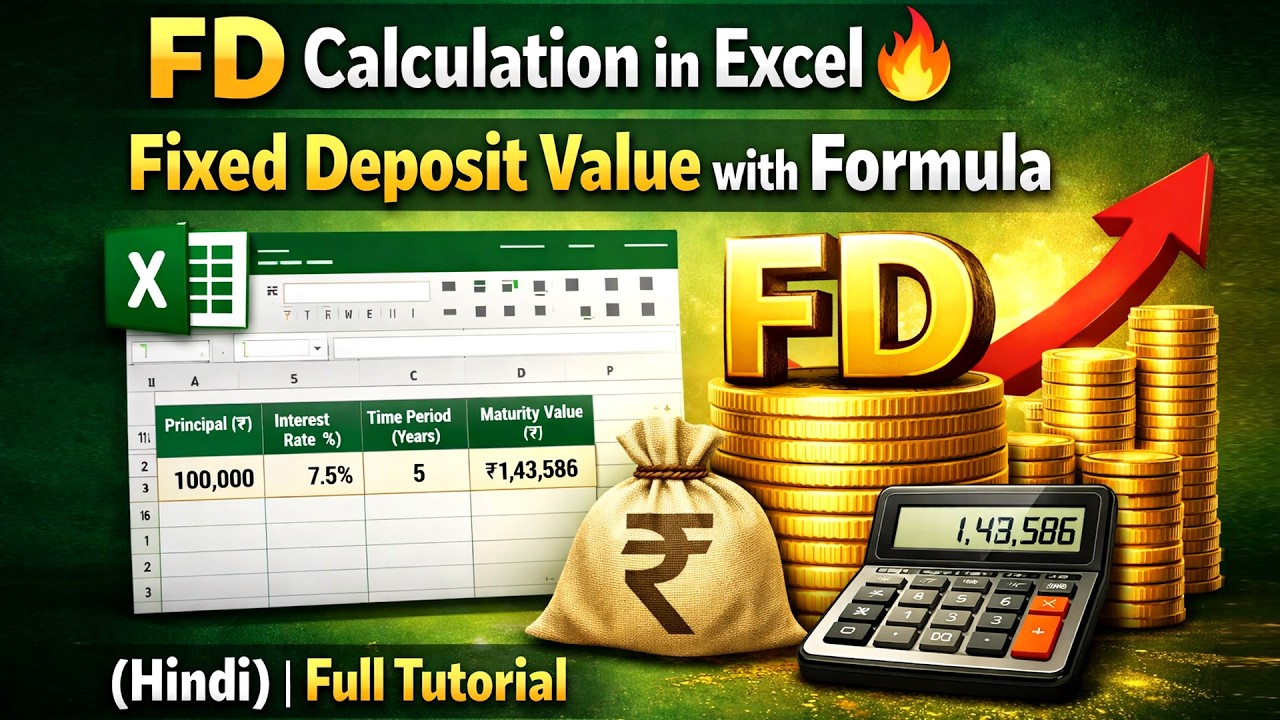 Exercise 101 | How To Calculate Fixed Deposit FD Value In Ms Excel In Hindi