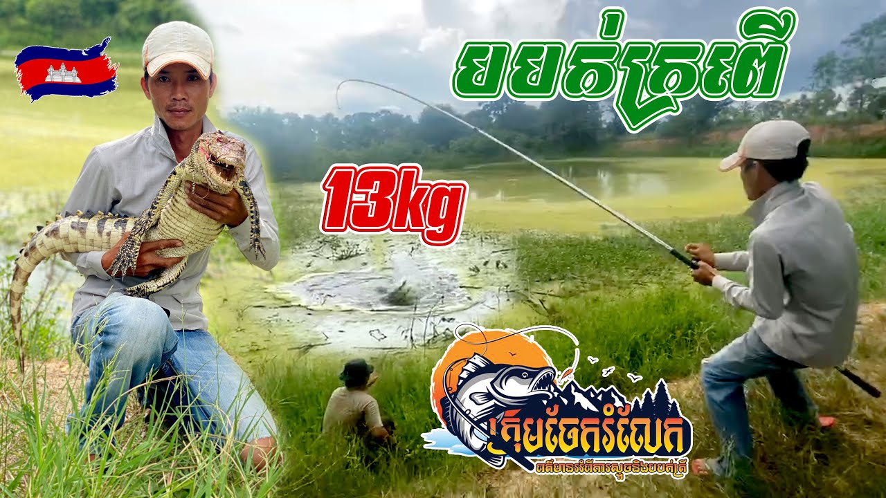 Amazing Fishing Use Frogs to Catch Crocodile by Fishing Rod