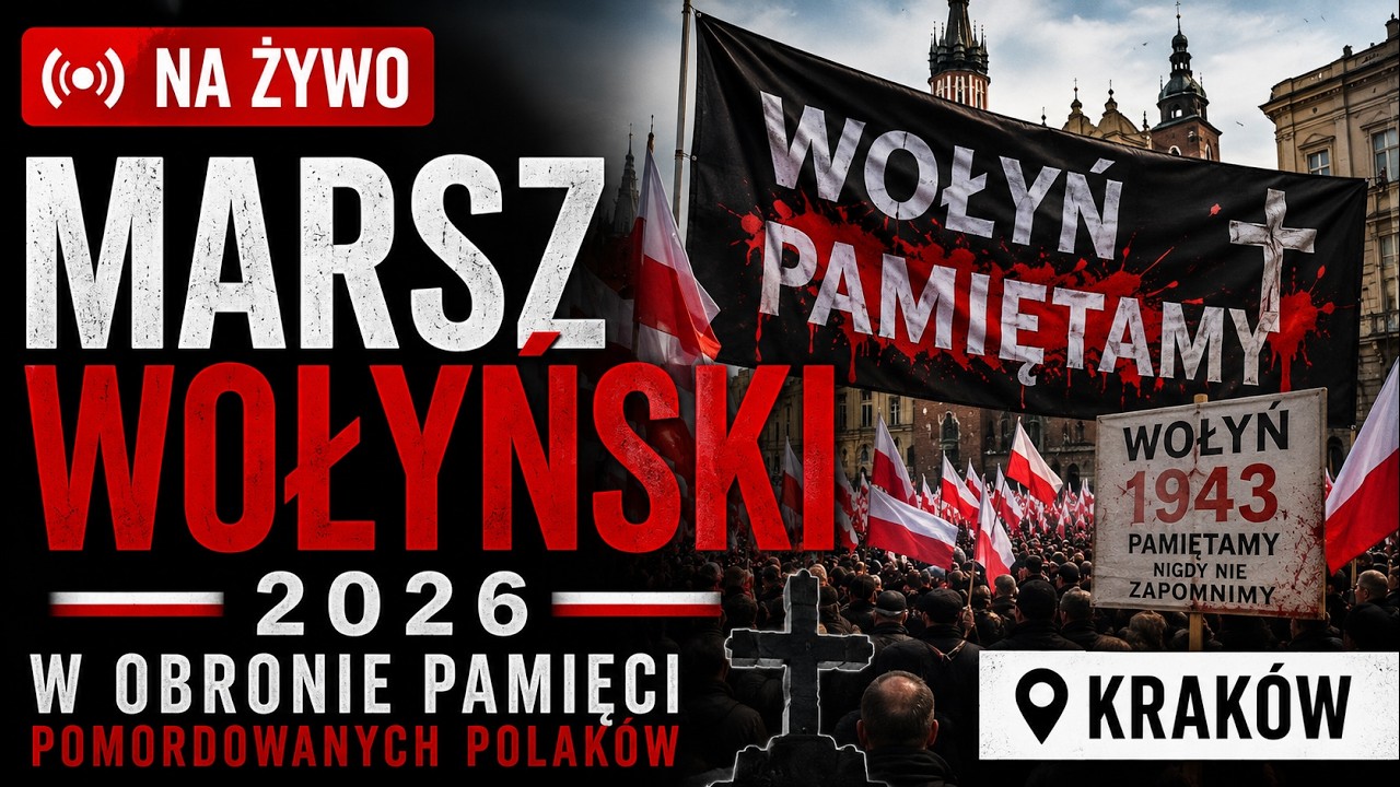 NA ŹYWO: Marsz Wołyński 2026 | W obronie pamięci pomordowanych Polak&oacute;w [Krak&oacute;w]