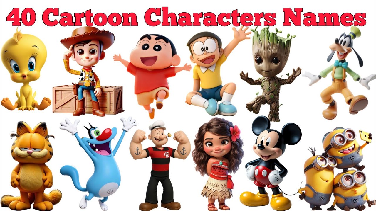 Learn 40 Cartoon Characters Names In English & Hindi With Fun Facts | Fun Learning For Children
