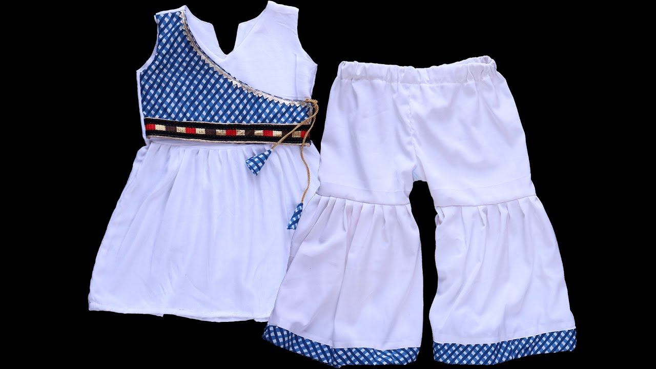 Angrakha Style Pleated Tunic Top With Sharara Pant Cutting And Stitching | Perfect For Any Occasion