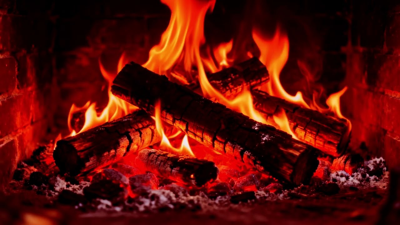 🔥 Fireplace 4K UHD – Cozy Burning Logs & Natural Crackling Fire Sounds