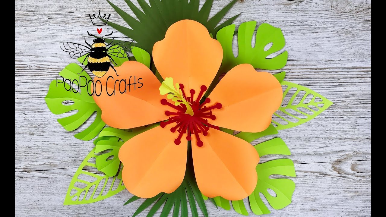 Hibisco Gigante de papel | Moldes GRATIS | Flor Moana | Flor Cayena | Hibiscus paper flower