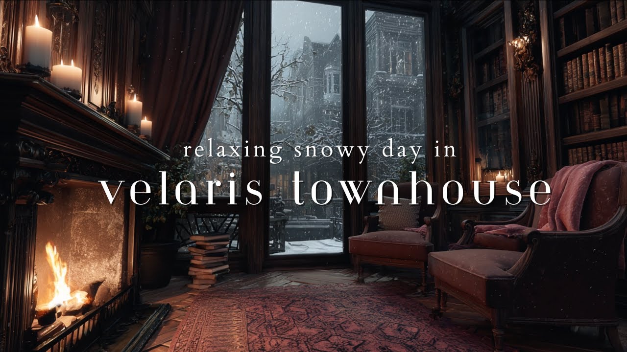 Velaris Townhouse Ambience: Winter Solstice in Velaris | Crackling Fire & Snow | Read & Relax