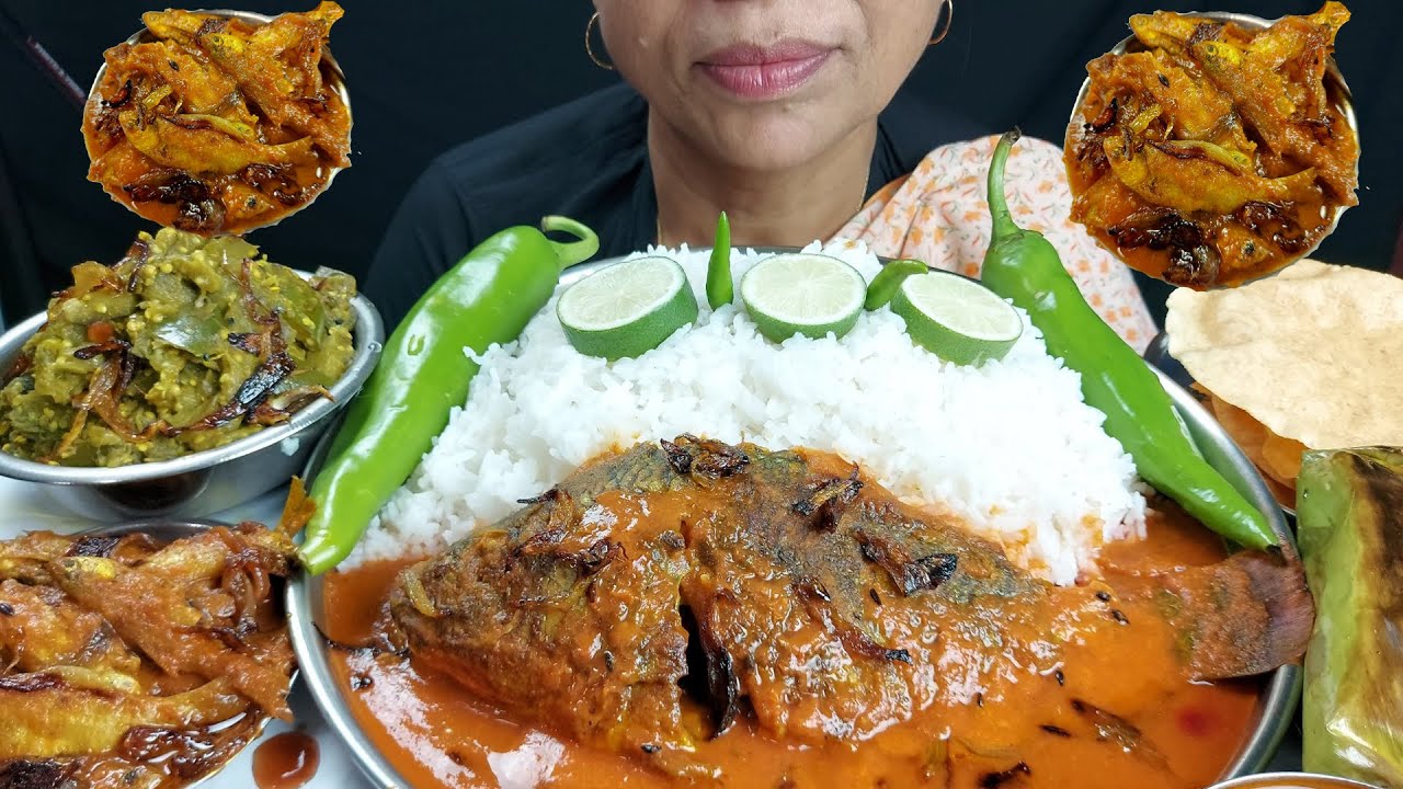 Asmr small Fish Paturi and Sauce Fish Curry with Rice Eating Show