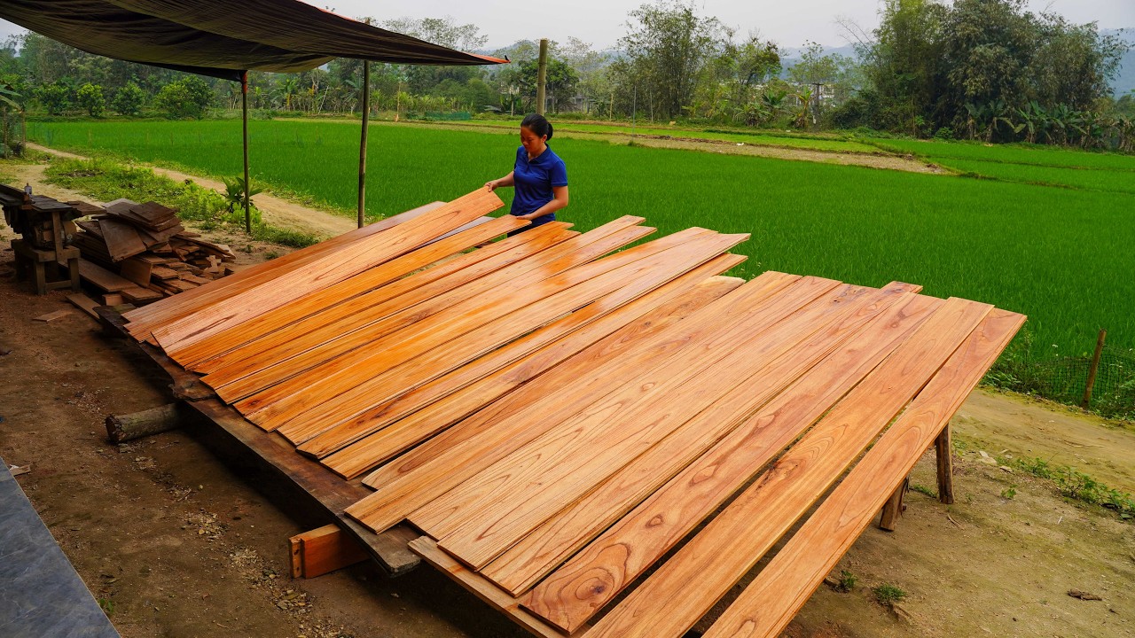 Ważny krok: pomaluj wszystkie drewniane panele i przygotuj się do ich montażu na ścianie.
