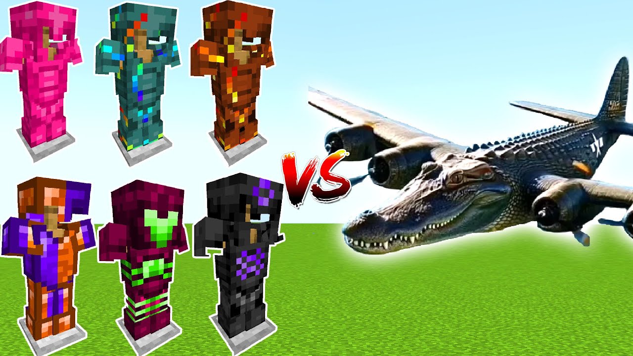 ALL MINECRAFT ARMOR vs BOMBARDIRO CROCODILO - Minecraft Mob Battle